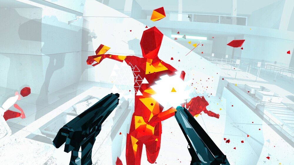 Superhot VR gameplay of taking down a red enemy